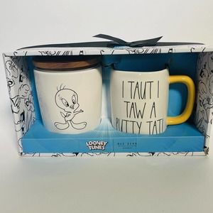 Rae Dunn Looney Tunes TWEETY BIRD Mug Cellar Set NEW “I TAUT I TAW A PUTTY TAT!”